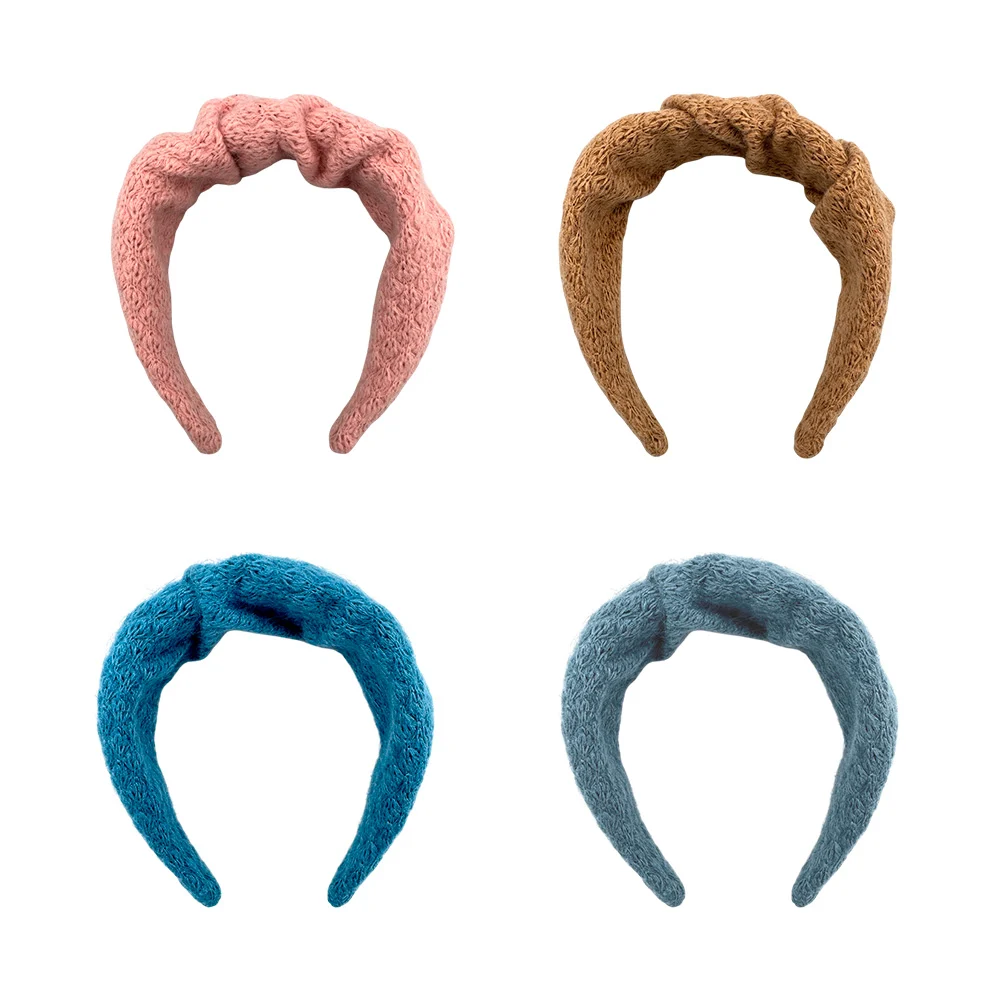 1pza Diadema de plástico grueso con forro de tela afelpada, variedad de colores / lu7538