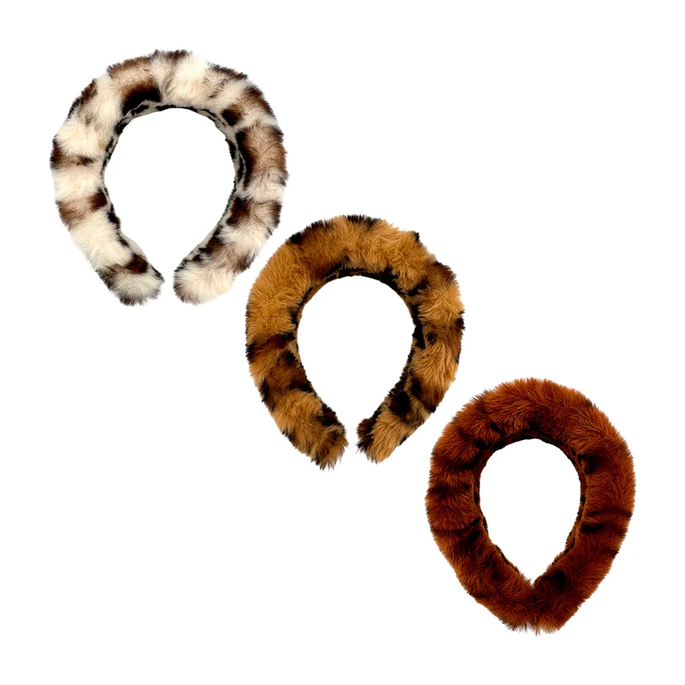 1pza Diadema afelpada con estampado de animal print, variedad de colores / lu7539