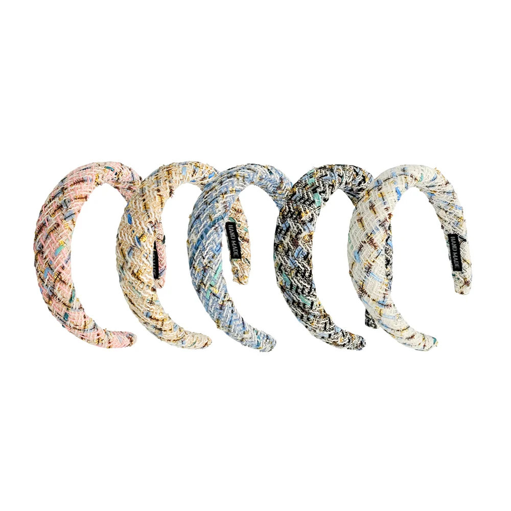 1pza Diadema acolchada con diseño tejido e hilos multicolor, variedad de colores / lu7545
