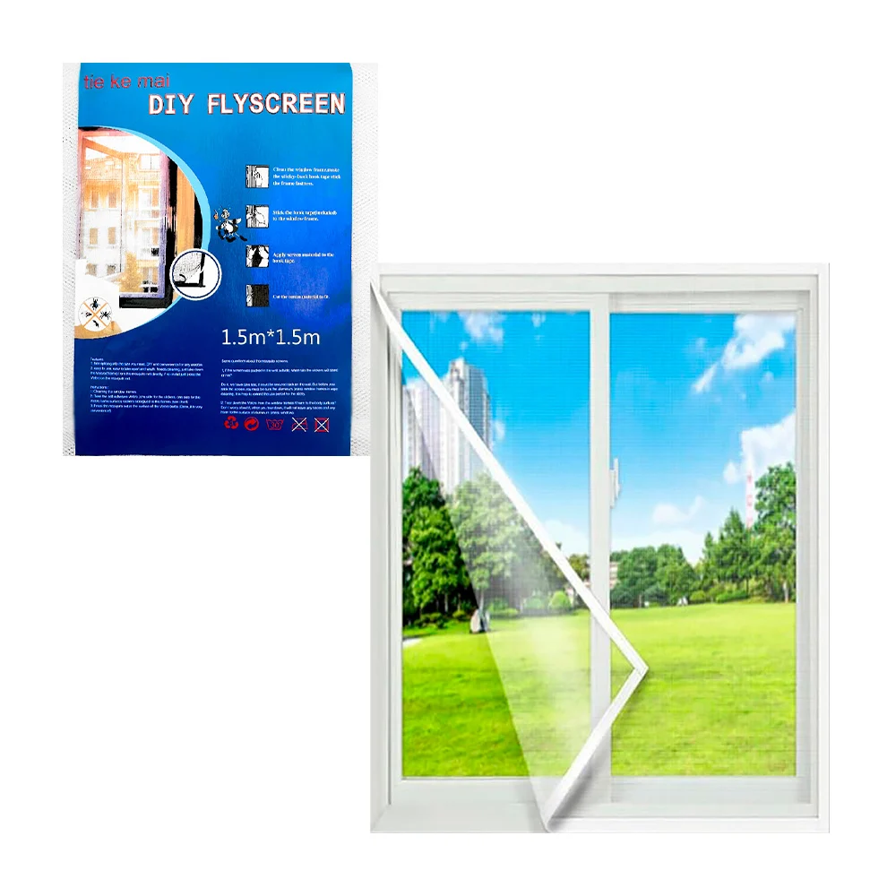 1pza Malla mosquitera adherible, de 1.5m x 1.5m, variedad de usos / diy flyscreen / tie ke mai