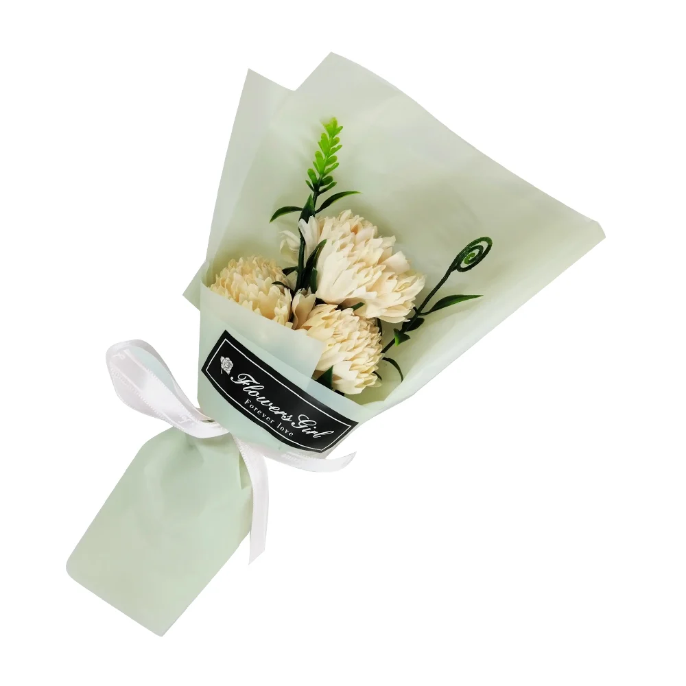 1pza Mini ramo de 3 flores artificiales con listón love can touch us for a lifetime / flowers girls