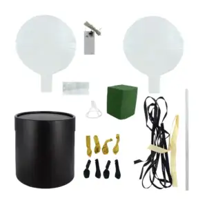 Arreglo decorativo, caja circular, 2 globos transparentes y de látex,…