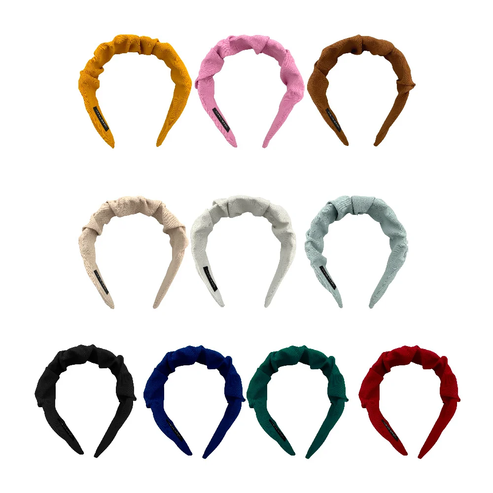 1pza Diadema de tela con pliegues - diseño corrugado, variedad de colores / hand made / lu9207