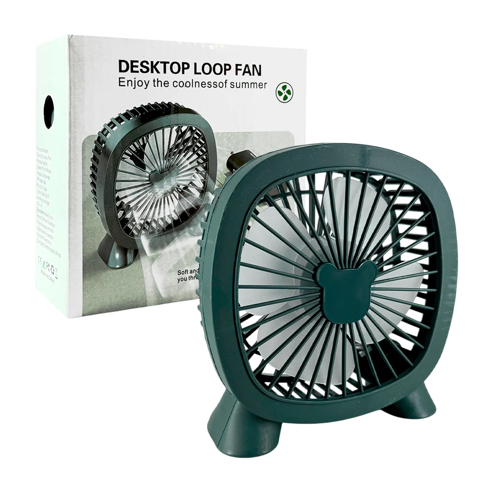 Ventilador de escritorio pequeño con decoración de osito, variedad de colores / lu9214 / klw-f6 / desktop loop fan