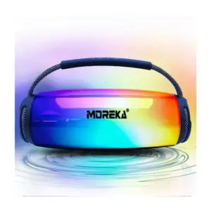 Altavoz doble inalámbrico moreka con luz RGB, micrófono, radio y agar…