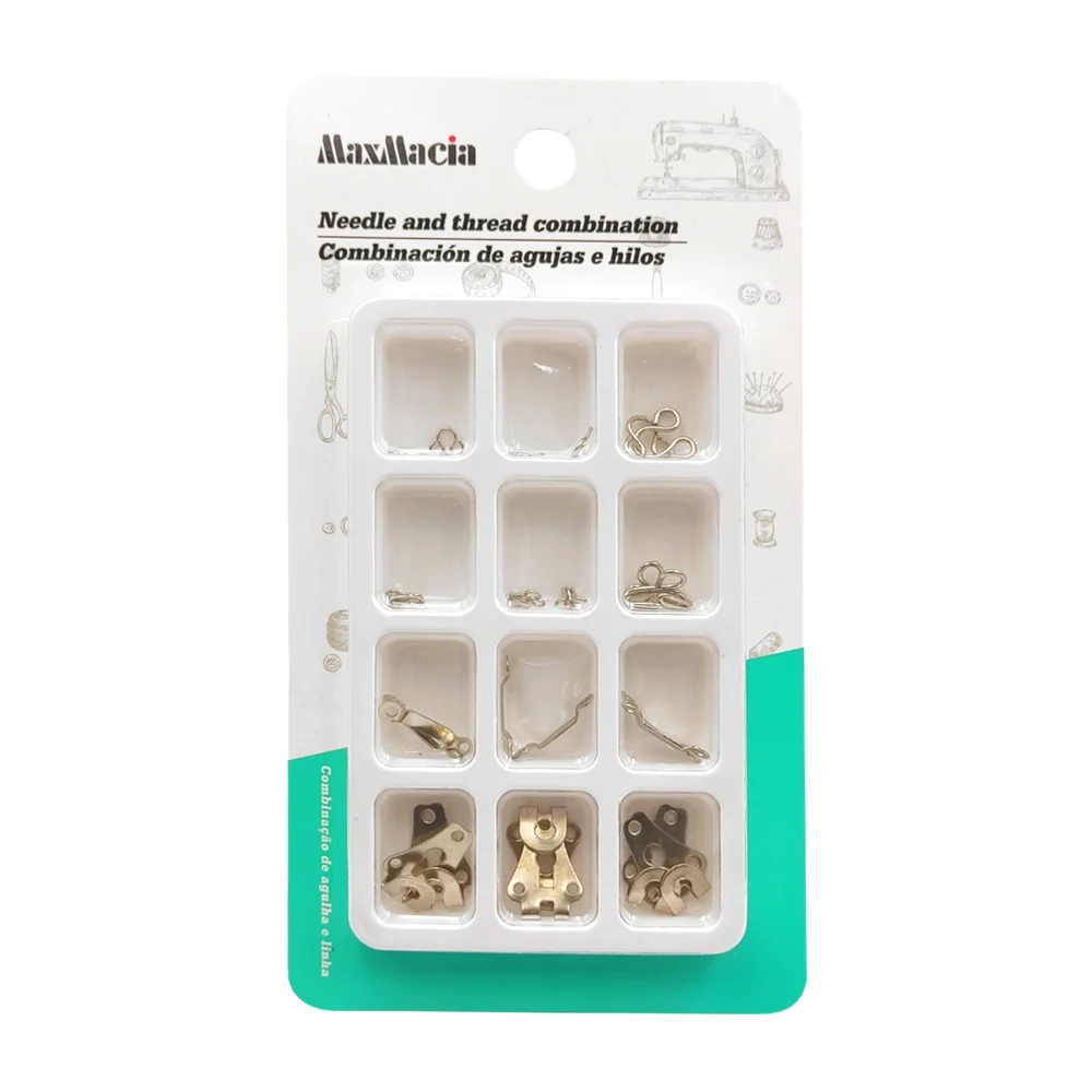 Blister con broches y ganchos para la costura de la ropa, metalicos, multifuncionales / maxmacia