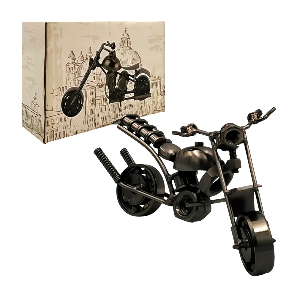 Figura decorativa metálica con forma de motocicleta / l269-68o / 68o / moto tuercas / figura moto