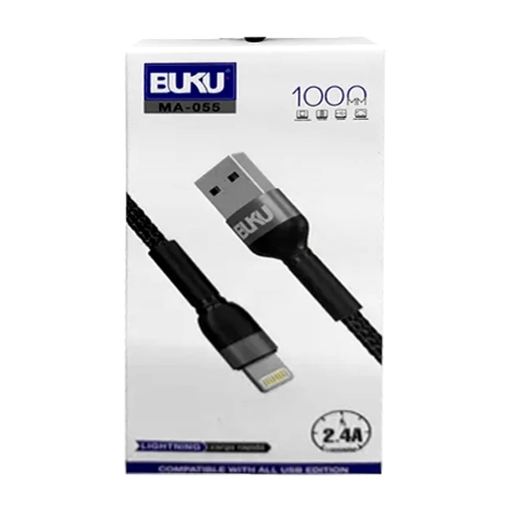 Cable usb buku de 1 metro con entrada lightning iphone para carga 2.4a, variedad de colores