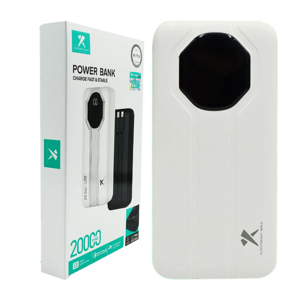 Power bank de 20000mah con cable de carga tipo c y lightning, variedad de colores / ma-pd26
