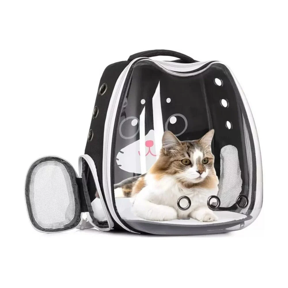 Mochila transportadora para mascotas respirable con capsula transparente, variedad de colores / mas.02.11