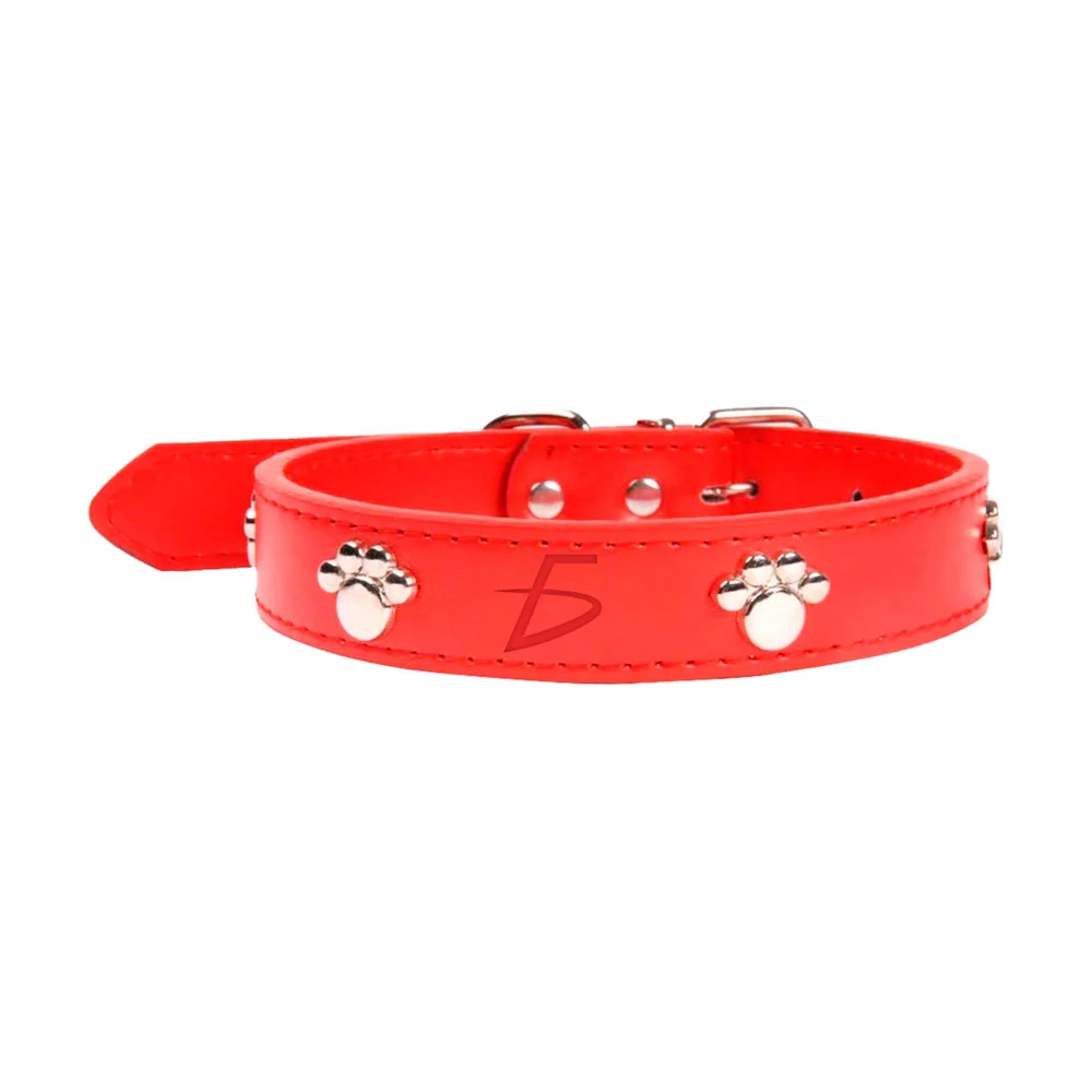 Collar ajustable de piel sintética con decoración de huellas metálicas talla L, variedad de colores / MAS.09.4. L