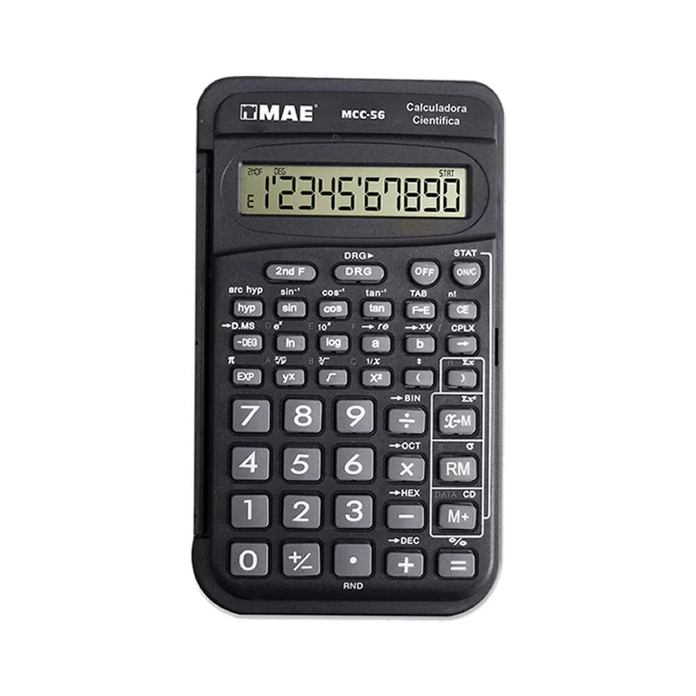 Calculadora científica mae con 56 funciones y pantalla digital de 10 dígitos