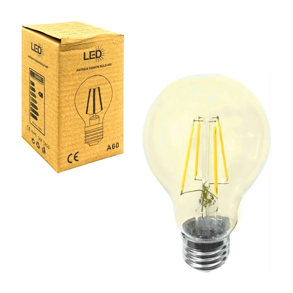 Foco led a60 tipo vintage de luz cálida con consumo de 4w - 2700k / antique edison bulb a60 / mdl5341