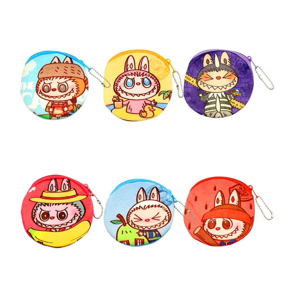 Monedero pequeño redondo afelpado con estampado de labubu, variedad de diseños y colores / mk-a-98 / a98