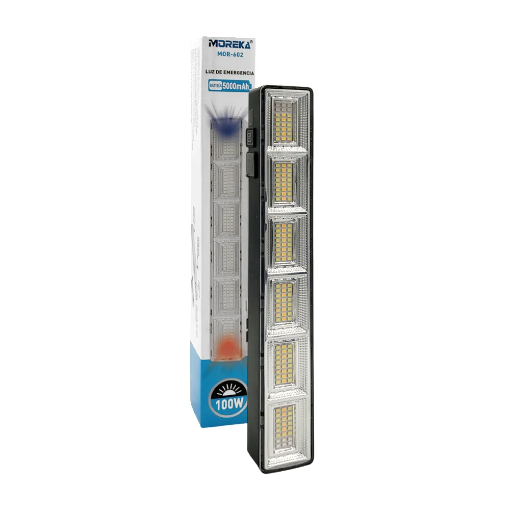 Lámpara - luz de emergencia led 100w recargable con modos de luz fría, cálida y azúl - rojo, indicador de batería digital y gancho colgante, 5000mAh, variedad de colores / mor-602