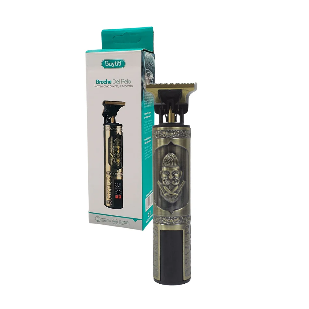 Rasuradora recargable buytiti con diseño de barbero, pantalla digital + 4 peinetas intercambiables / mr-115