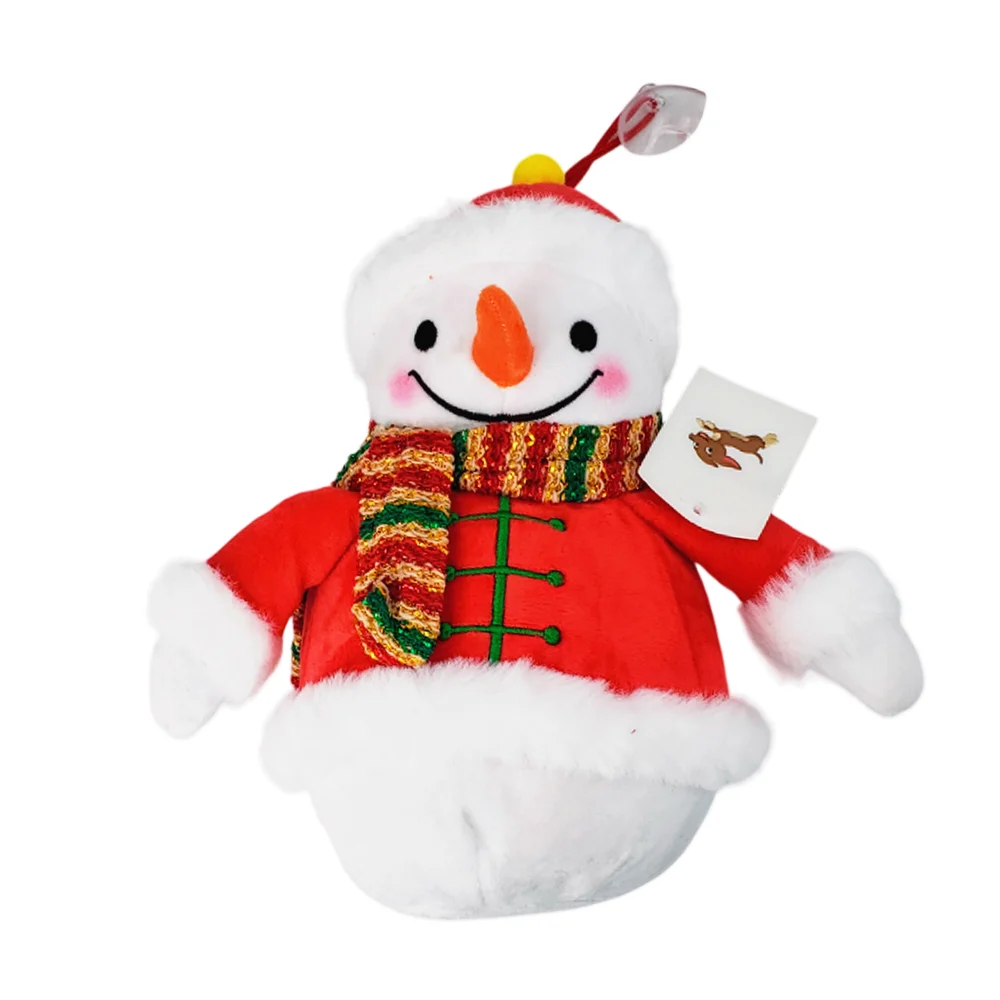 Peluche afelpado de muñeco de nieve con bufanda y ventosa para colgar, 21cm / mr-510506