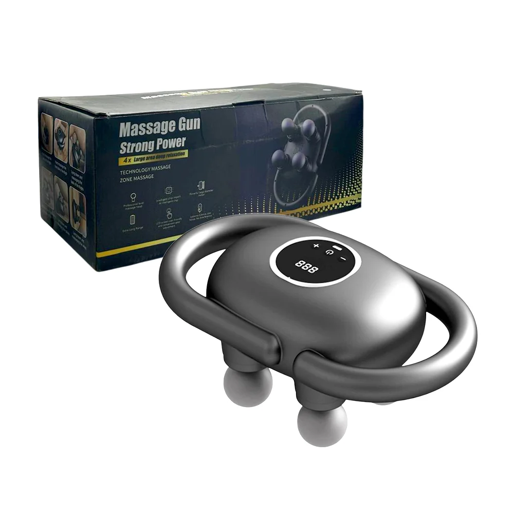 Masajeador eléctrico con 4 cabezales y diferentes niveles de potencia / massage gun strong power / mr-833