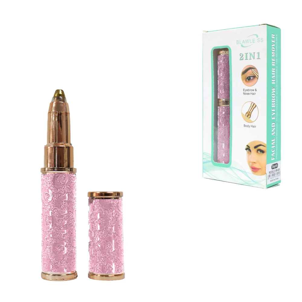 Depilador facial buytiti portable para vello 2 en 1, en forma de cilindro y bordes dorados / mr-851