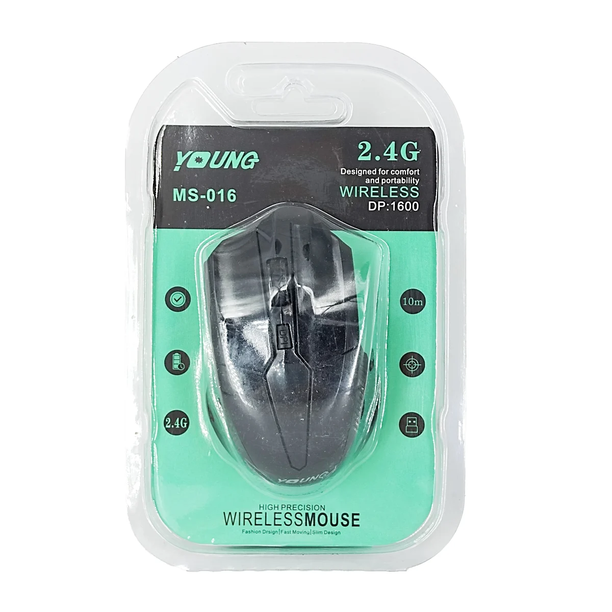 1pza Mouse / ratón inalámbrico con cuerpo de plástico ergonómico, botón de dpi y diseño de figuras geométricas, variedad de funciones / ms016