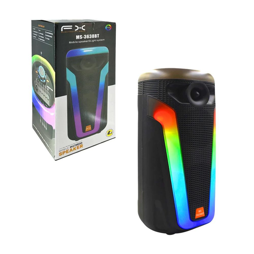 Bocina bluetooth fx con radio fm, luz rgb, ranura para memoria usb / mobile multimedia speaker / ms-3638bt