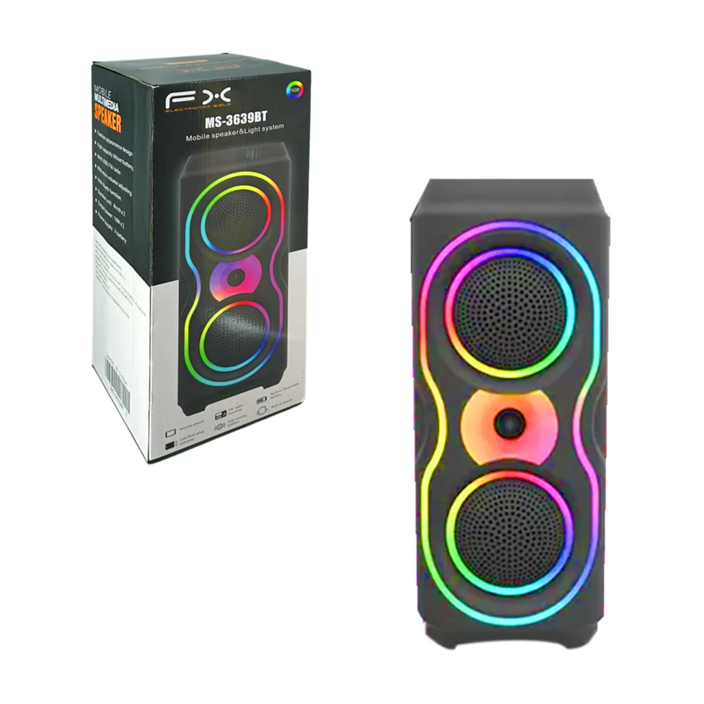 Bocina bluetooth fx con radio fm, luz rgb y puerto usb / mobile multimedia speaker / ms-3639bt