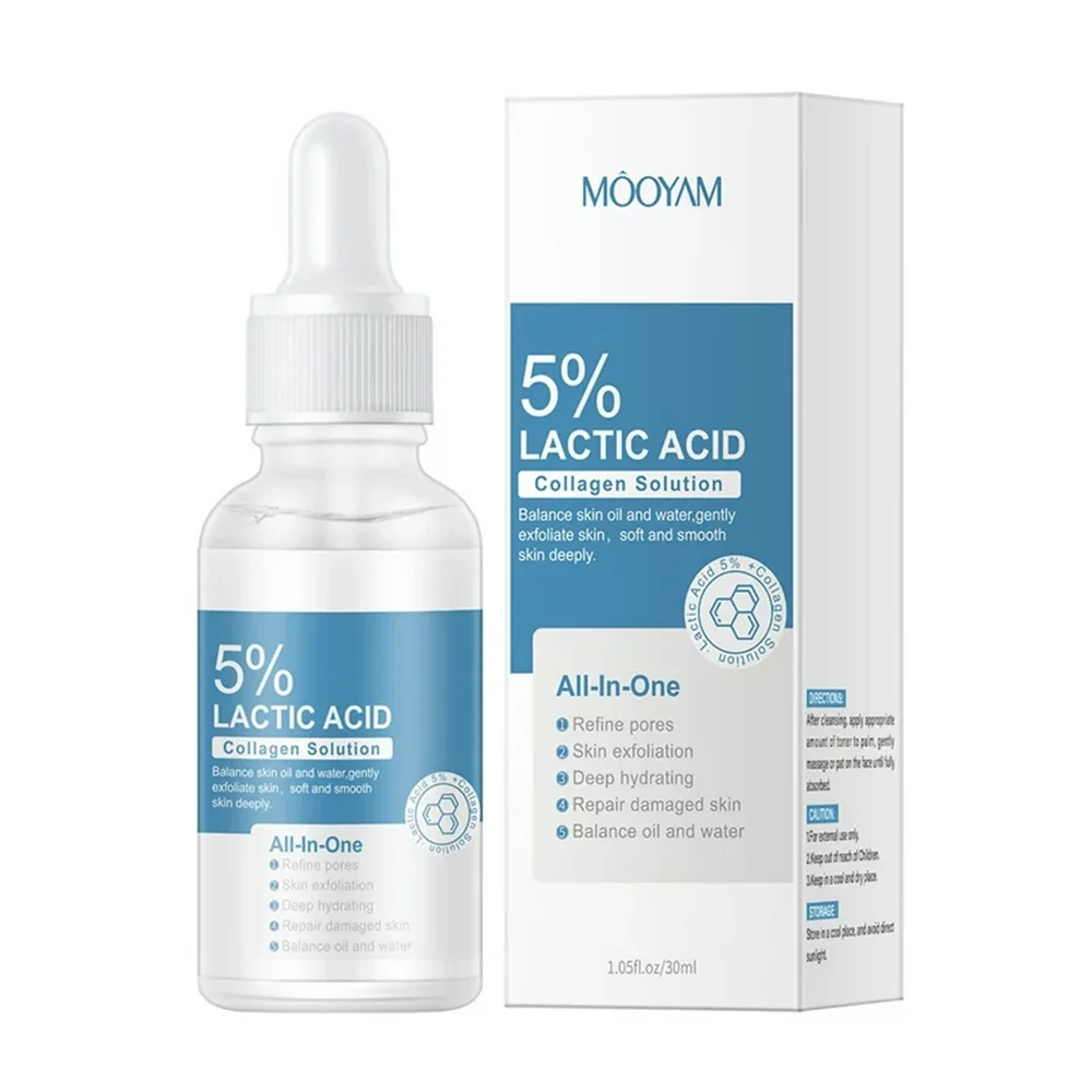Serum hidratante con 5% de ácido láctico, exfolia, suaviza y mejora el colágeno a la piel, mejora la apariencia de los poros, 30ml / ms008 / mooyam / lactic acid / collagen solution