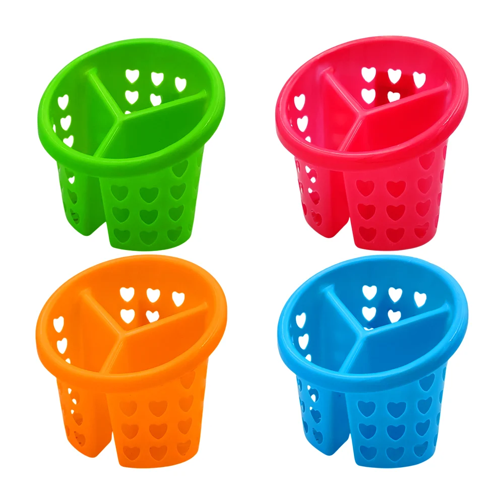 Porta cubiertos de plástico con 3 compartimentos y diseño de corazones, variedad de colores / mt051