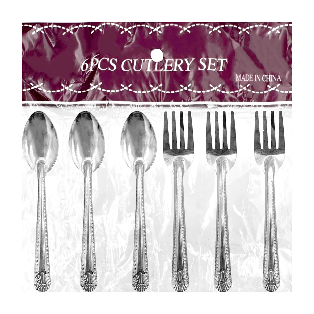Juego de 6 mini cubiertos cucharas y tenedores de acero / mt072 / 6pcs cutlery set