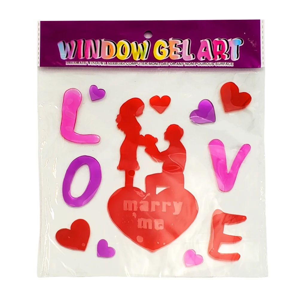 Stickers de gel pegajoso con temática de san valentín para ventanas, variedad de modelos / mt543