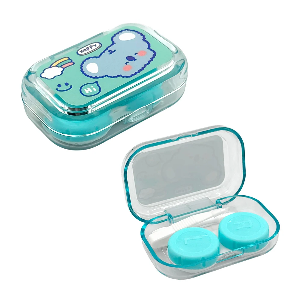 Estuche para pupilentes - lentes de contacto con accesorios, diseño compacto transparente con estampado de animales kawaii, variedad de colores y estampados / box of contact lenses / xiudou / mth-2059
