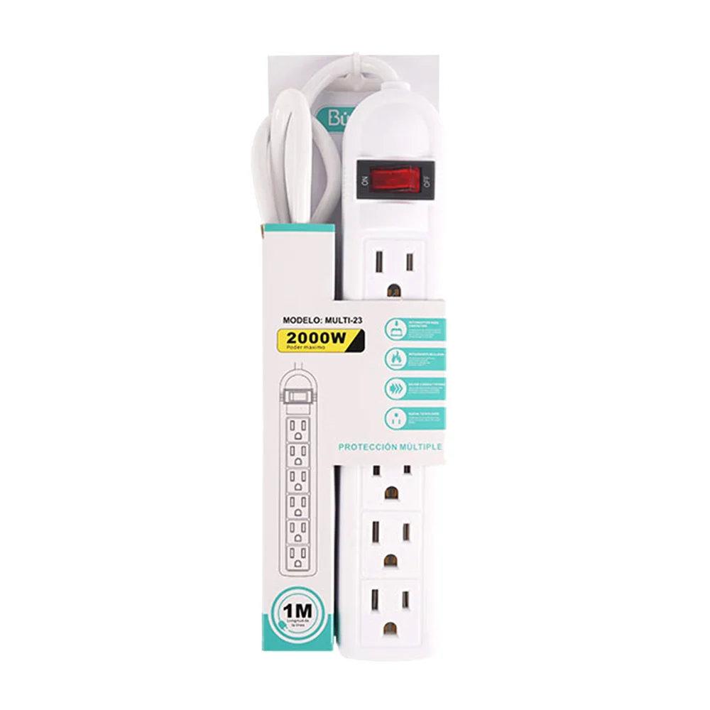 Barra multicontacto buytiti con cable de 1 metro y 6 toma corrientes, 2000w / multi-23