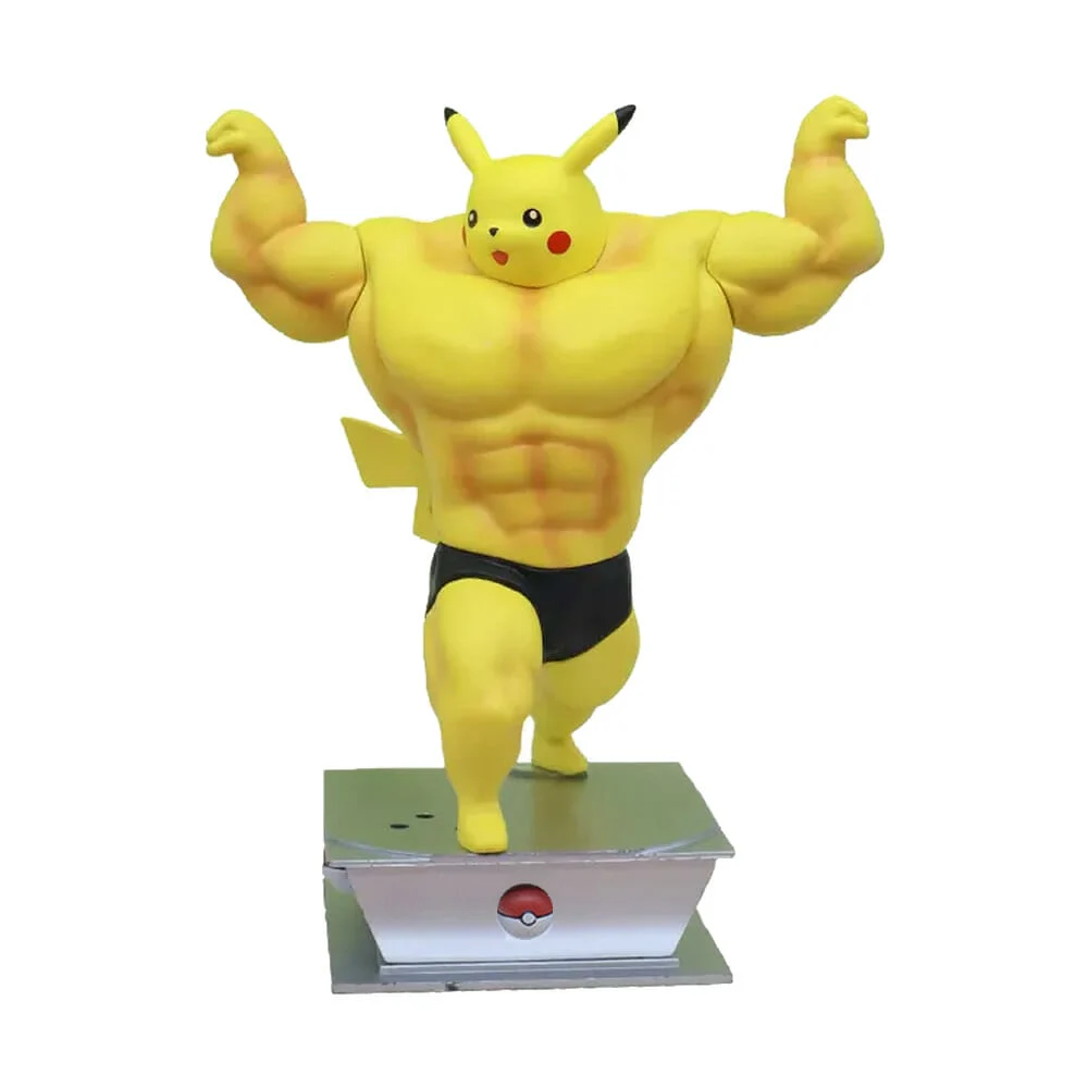 Figura coleccionable en forma de pikachu musculoso fuerte fitness con base, 20cm