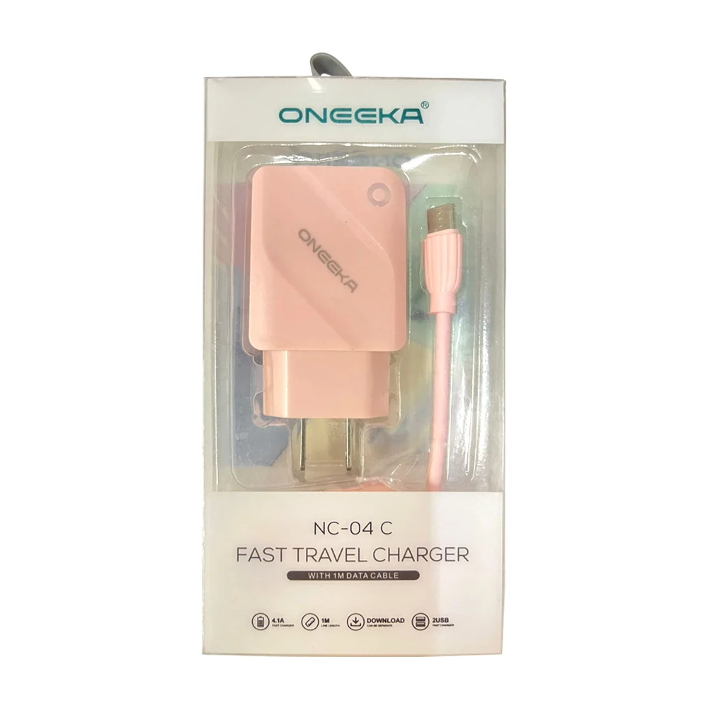 Cargador oneeka entrada tipo c 4.1a con 2 puertos, variedad de colores / nc-04 c