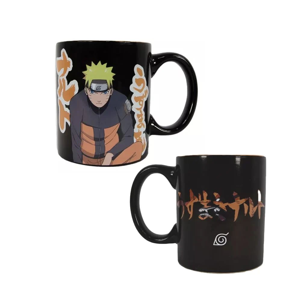 Taza termica edicion limitada de naruro shippuden con diseño de naruto y kurama / mug-ns-01