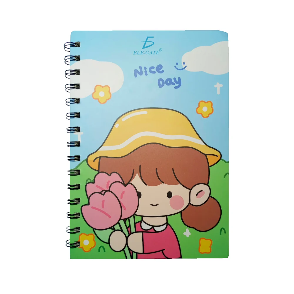 Libreta cuaderno kawaii de rayas con 80 hojas y espiral metálico / off.01.7