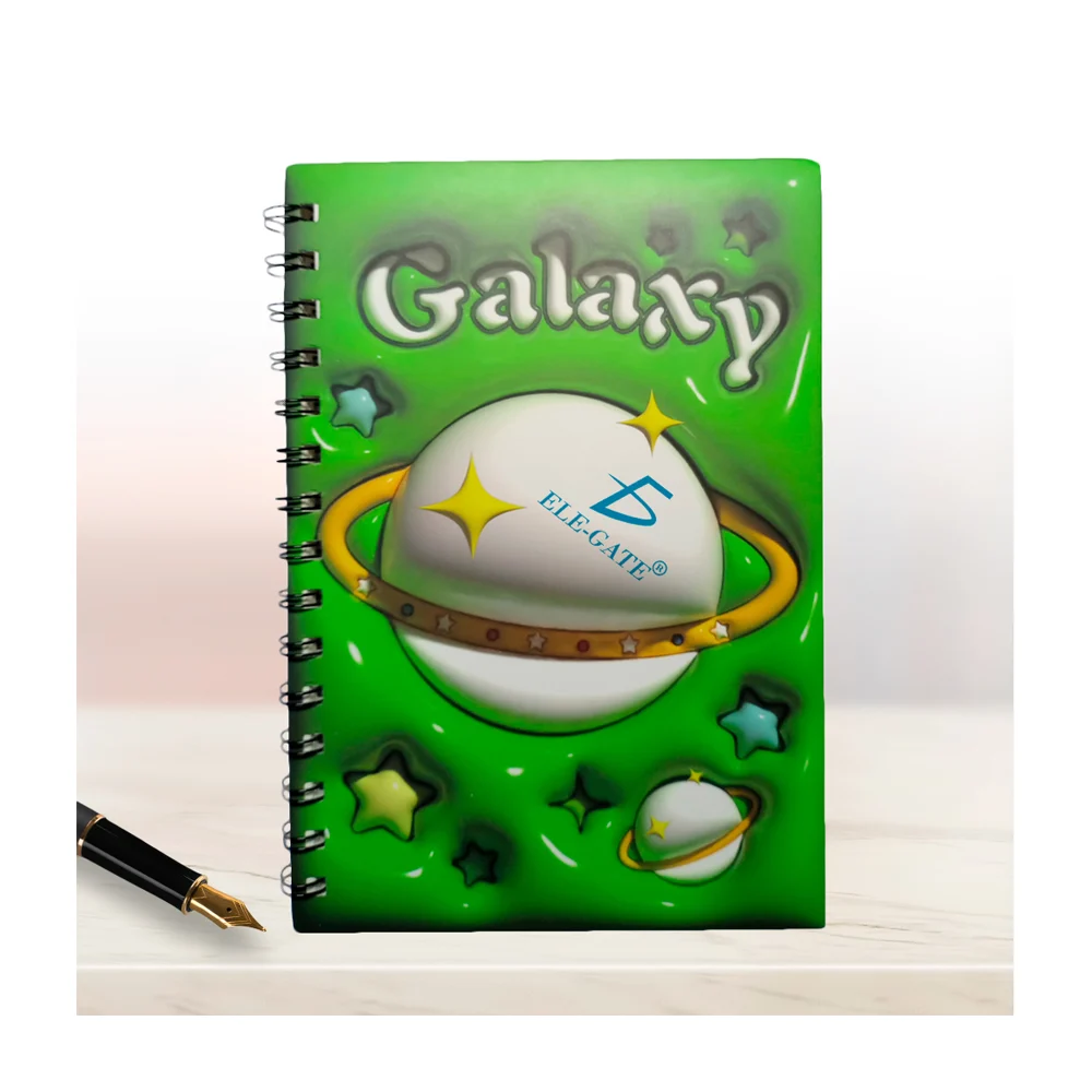 Libreta cuaderno con 80 hojas de rayas + estilo espacial y espiral metálico / off.01.8