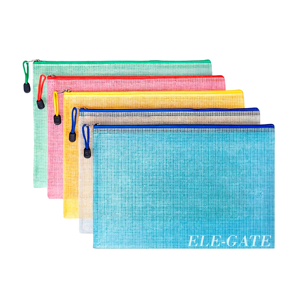 Carpeta tipo folder, organizador, transparente, tamaño A4, impermeable, diseño a cuadros y con cierre, variedad de colores / off.03.11