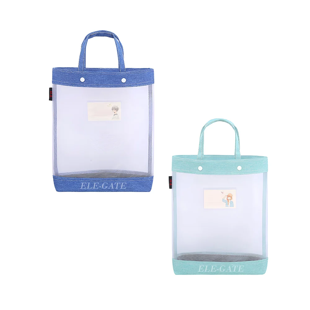 Mochila tipo bolsa transparente con malla reforzada, variedad de colores / off.03.8
