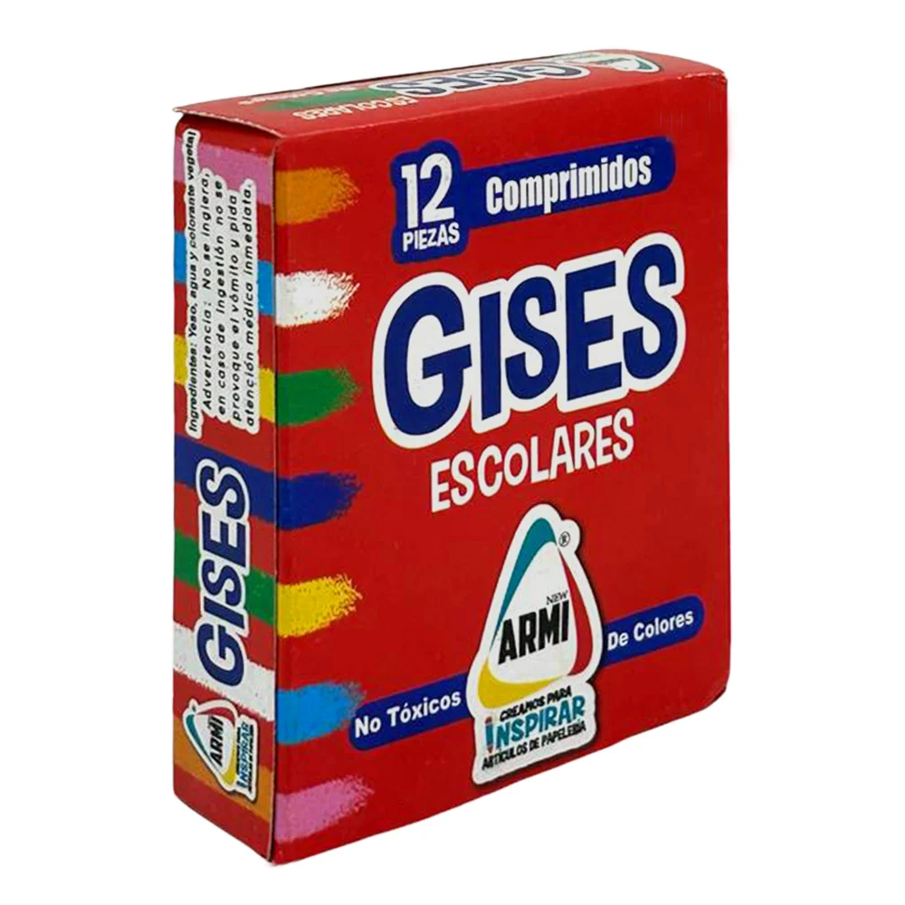 Caja con 12 gises de colores new armi / pa0010