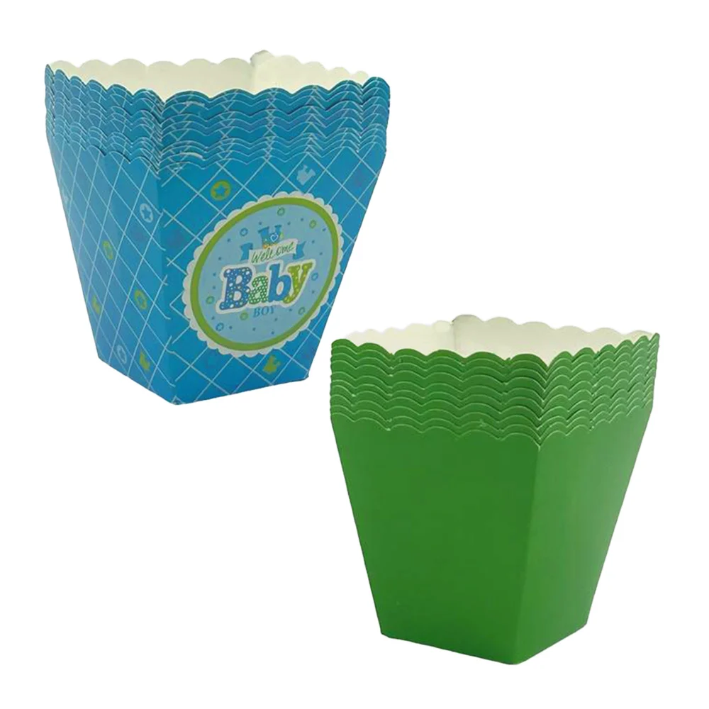 Paquete con 10 palomeras botaneras de 6cm con temática de baby shower o color liso / welcome baby