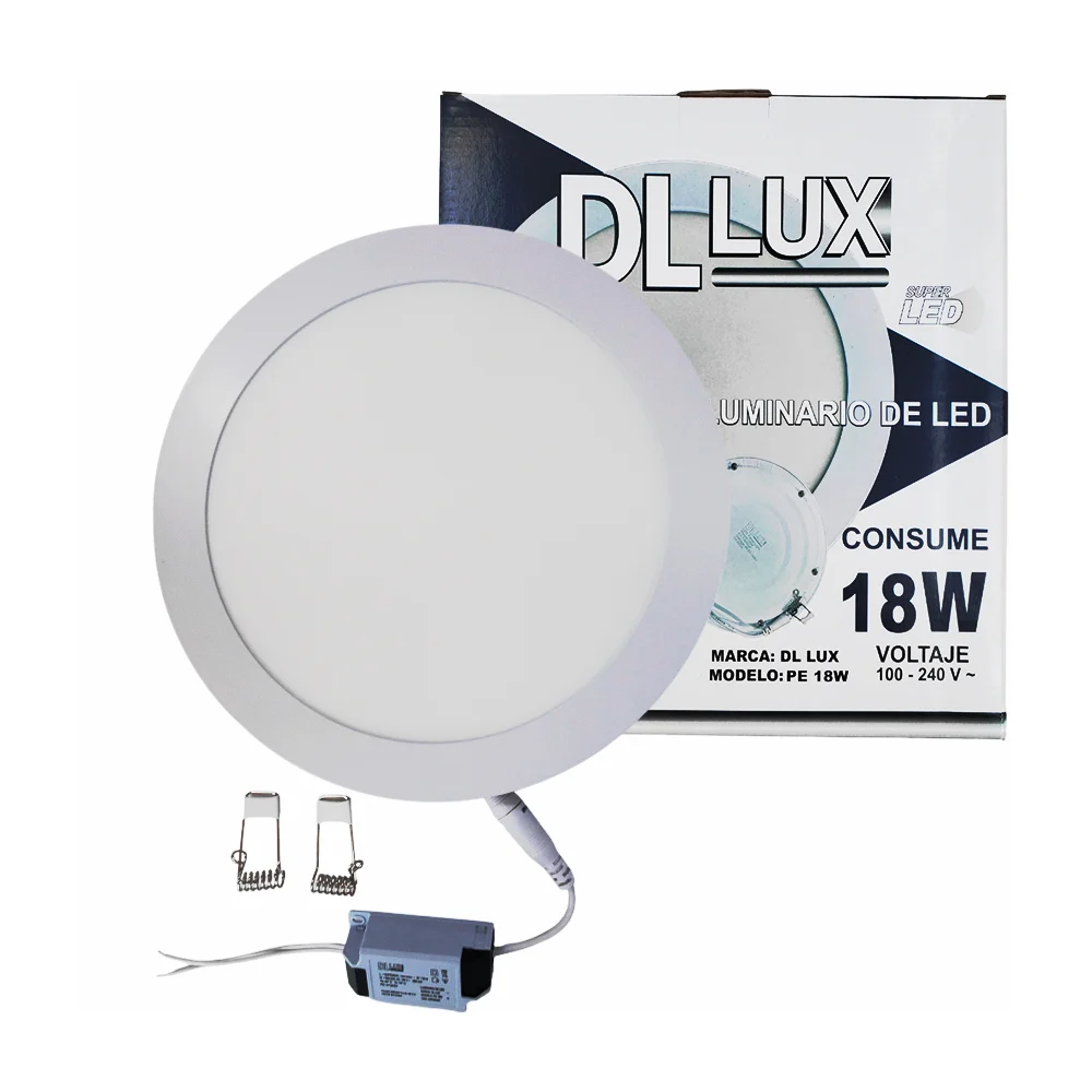 Lámpara led tipo plafón redondo dl lux de luz blanca con 1260 lúmenes para el techo, 18w, 200x225x10mm / pe 18w
