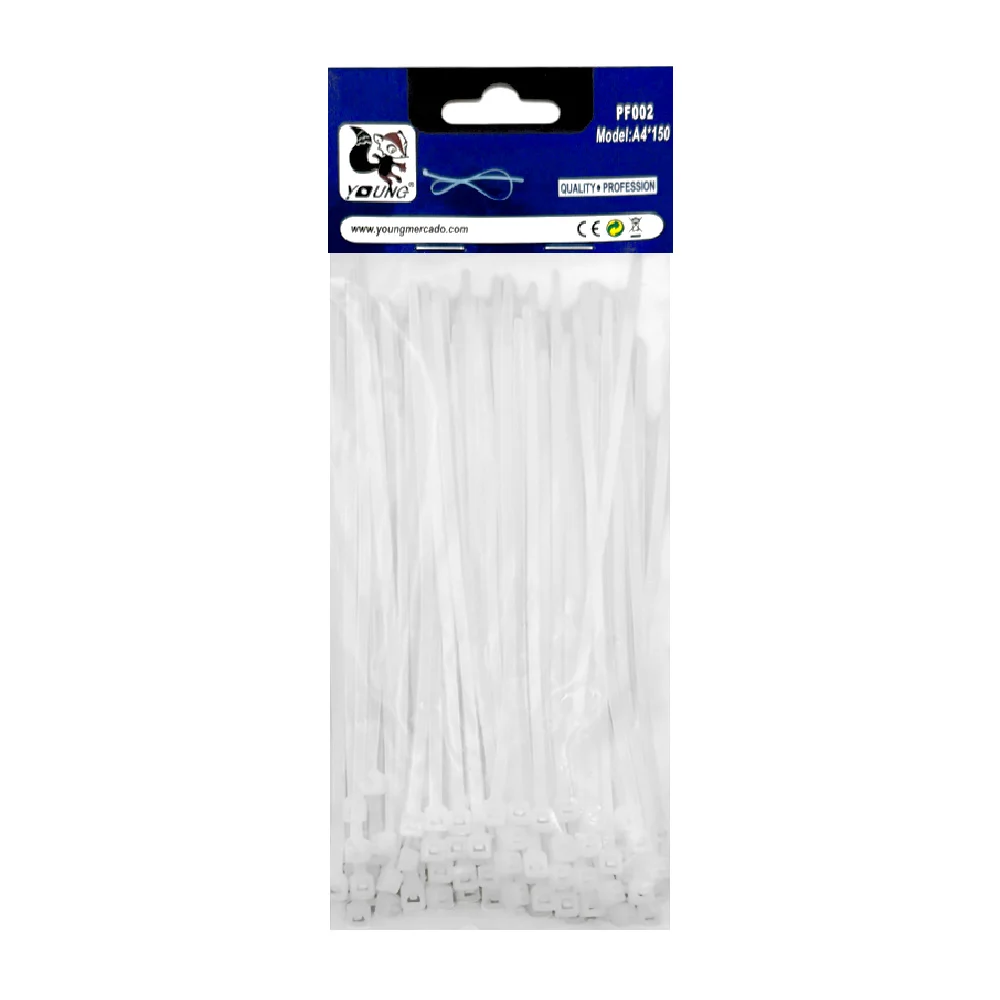 Paquete con 100 cinchos delgados blancos / cinchos young / pf002 / a4*150