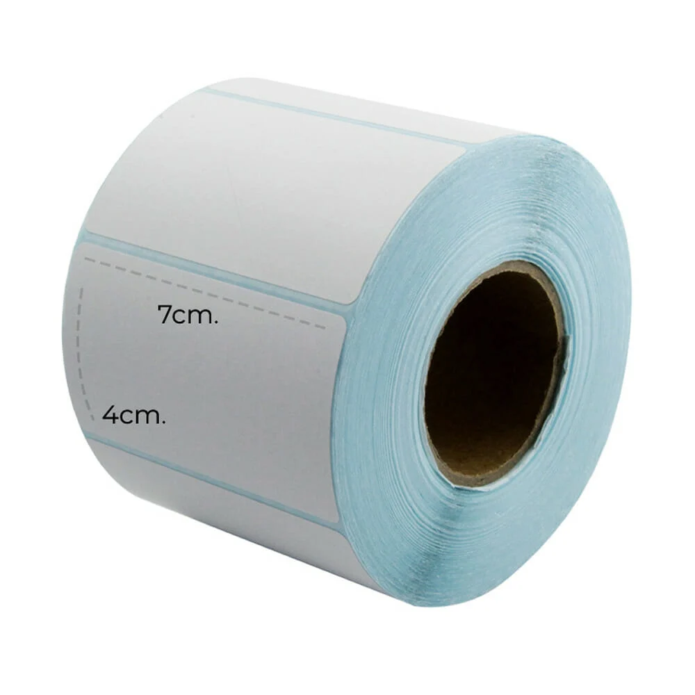 1pza Rollo con 1000 etiquetas térmicas blancas ele-gate 70x40mm / pt.70x40