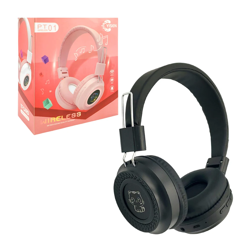 Diadema inalámbrica bluetooth yisen con diseño plegable y luces rgb, variedad de colores / wireless / pt01