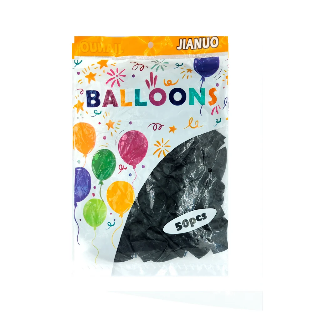 Paquete con 50 globos de látex jianuo en color negro / balloons / pt10804 / yong-440-6