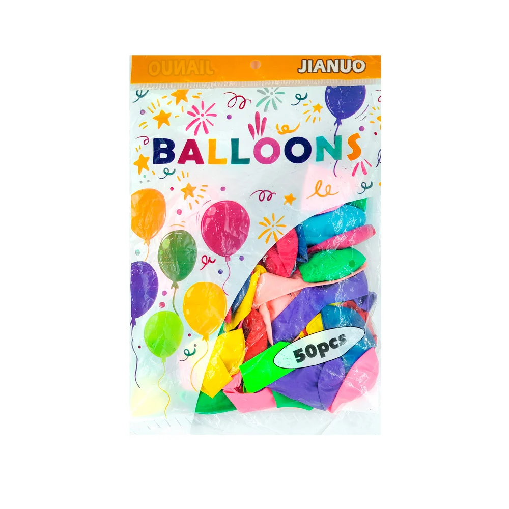 Paquete con 50 globos de látex jianuo de colores surtidos / balloons / pt10805