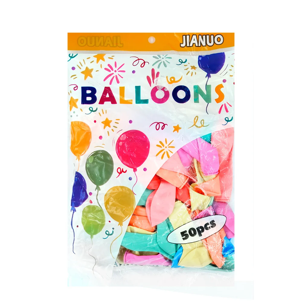 Paquete con 50 globos de látex jianuo de colores pastel surtidos / balloons / pt10806