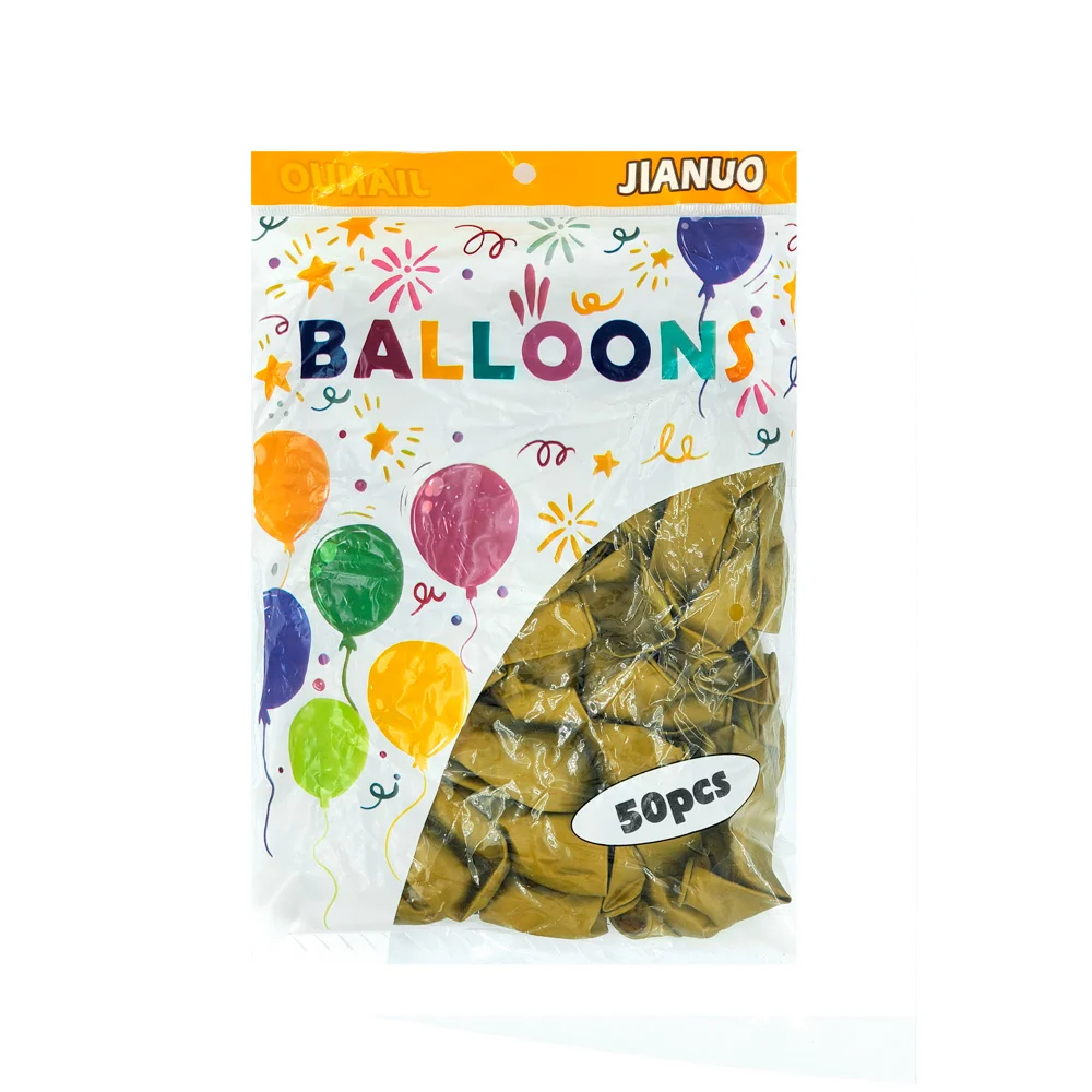Paquete con 50 globos de látex jianuo en color dorado / balloons / pt10808