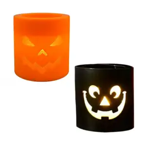1pza Vela de plástico decorativa con diseño de telaraña y calabaza, v…